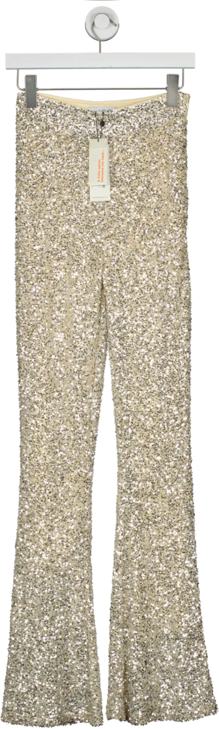 Never Fully Dressed Metallic Sequin Flared Trousers UK 8