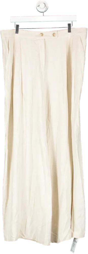 Nobody's Child Cream Linen-blend Relaxed Tailored Trousers UK 18