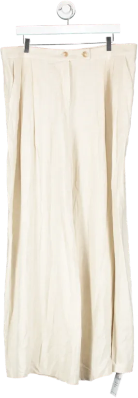 Nobody's Child Cream Linen-blend Relaxed Tailored Trousers UK 18