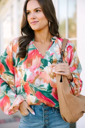 On Your Way Back Sage Green Floral Blouse