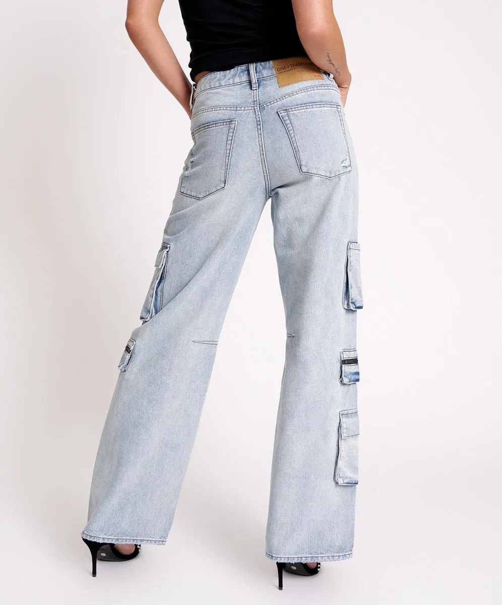 One Teaspoon - Dream Cargo Jackson Wide Leg Jeans - Dream