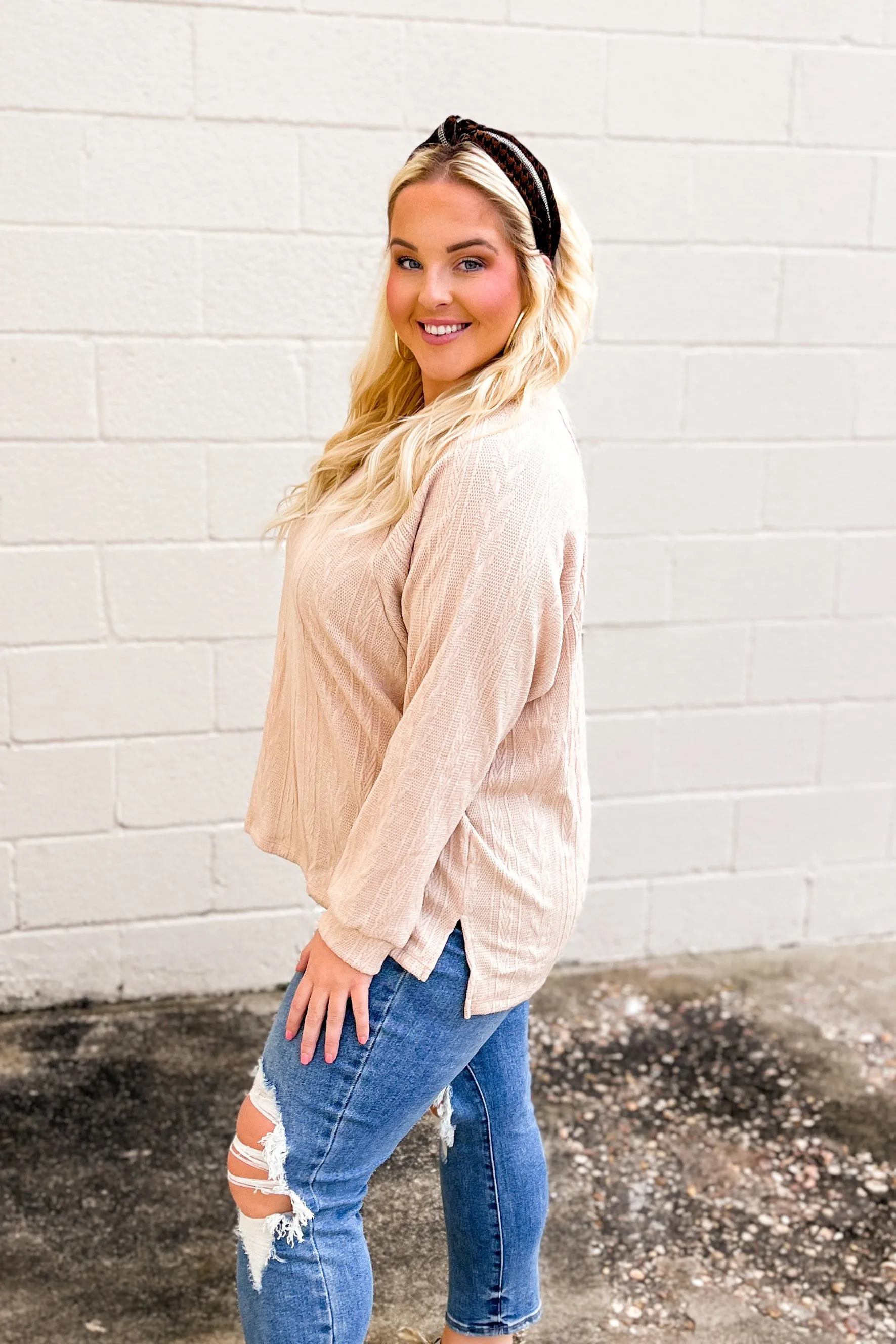 Parting Ways Textured Top, Taupe