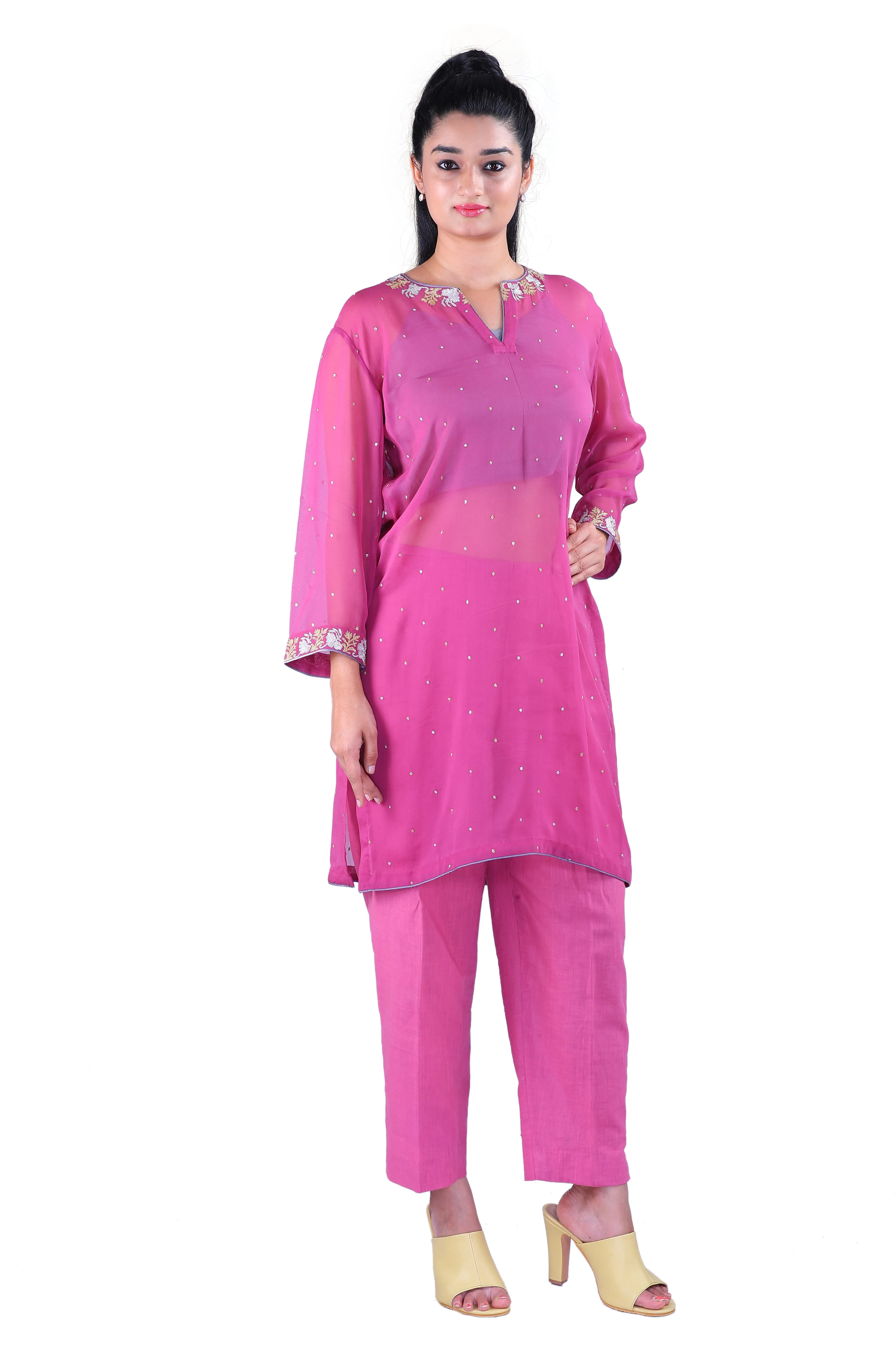 Pink  Georgette kurta