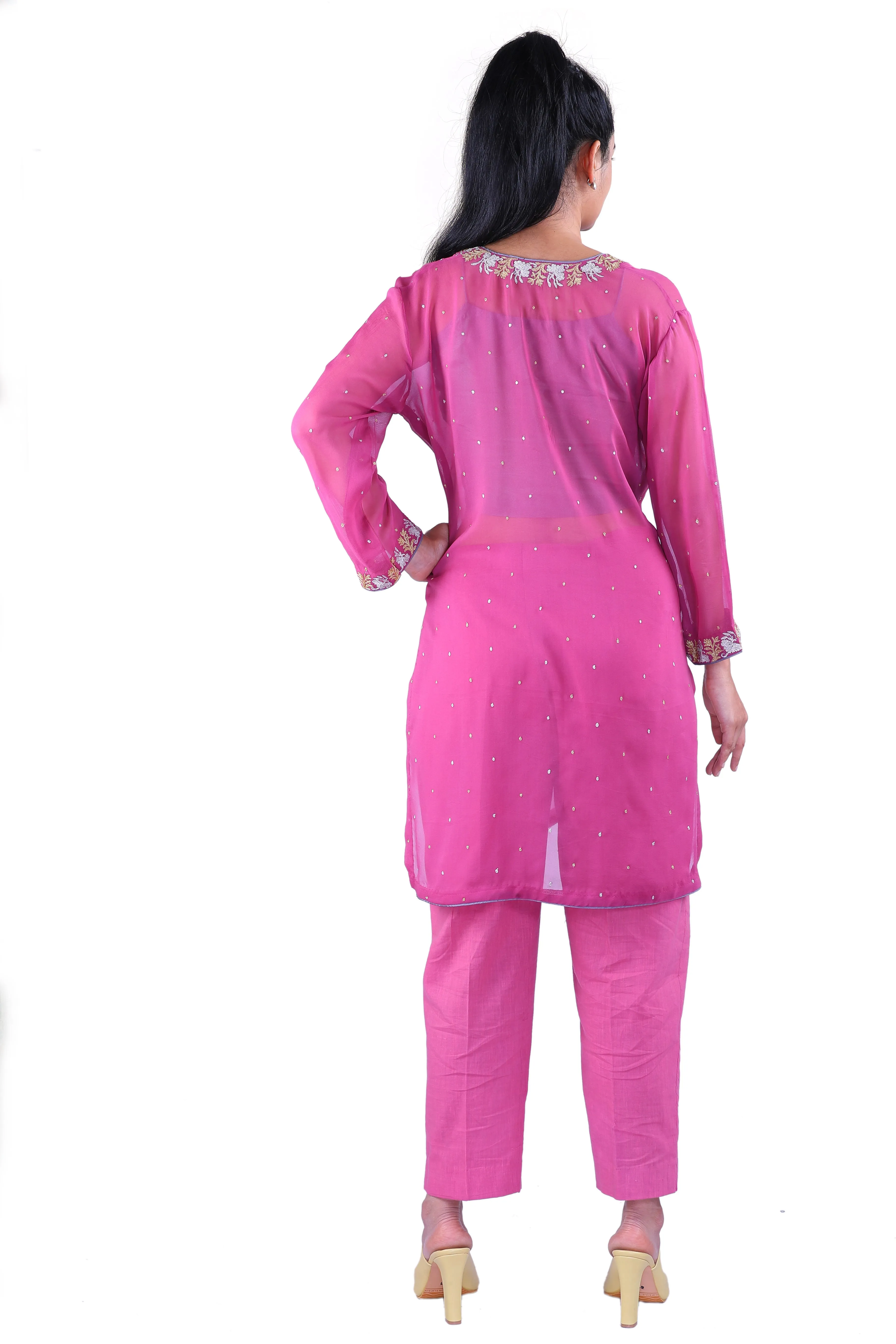 Pink  Georgette kurta