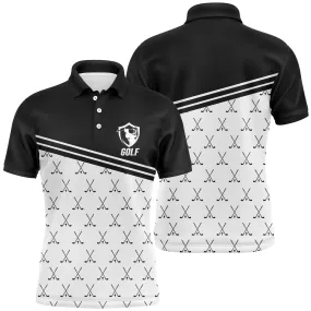 Polo Golf Noir et Blanc Motif Club - Confortable et légant pour Amateurs de Golf - CT11072320