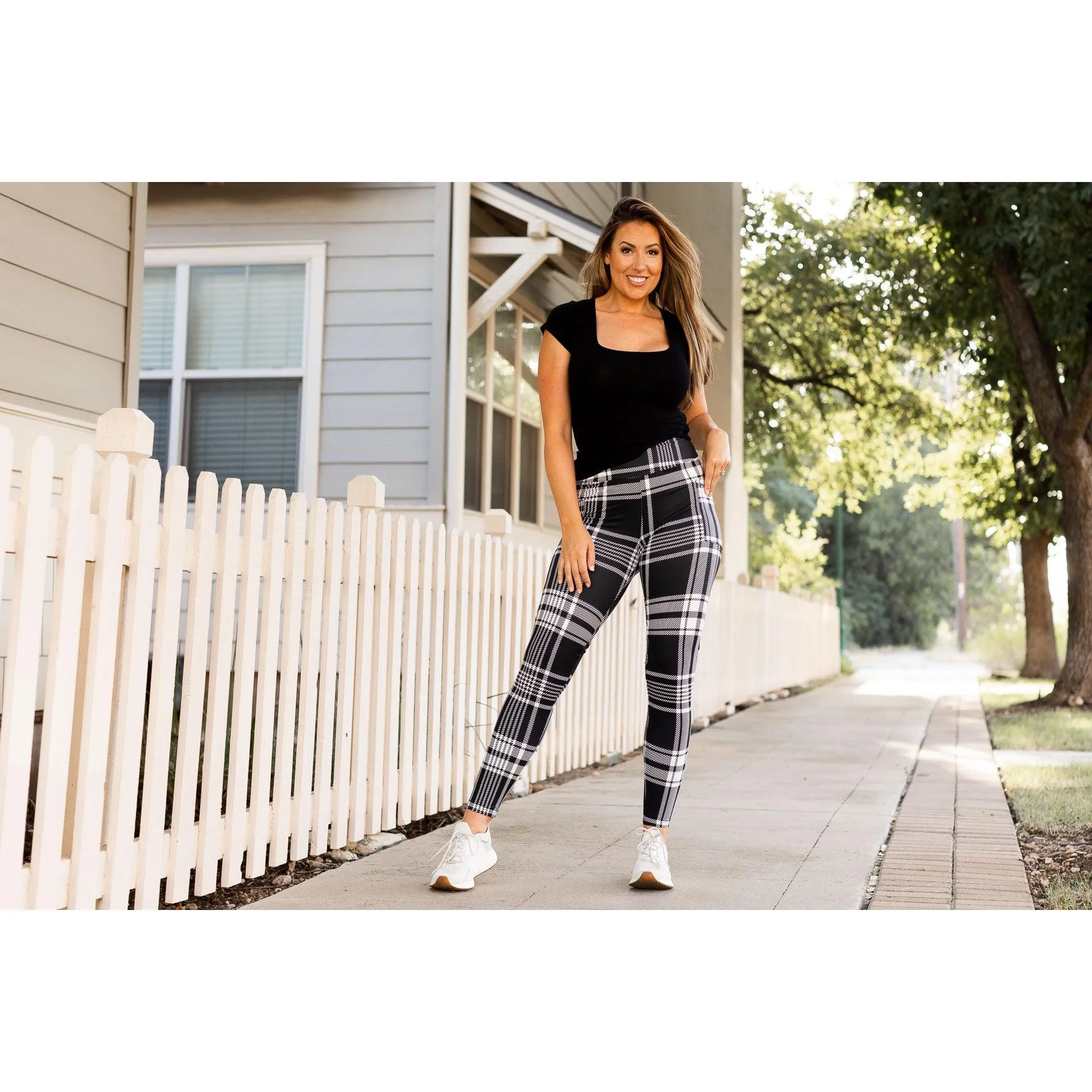 Ready to Ship | Black & White Plaid Leggings  - Luxe Leggings by Julia Rose