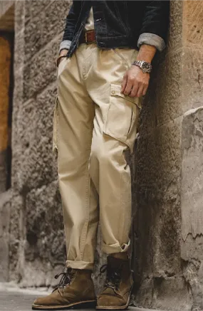 Retro Khaki Tapered Casual Trousers