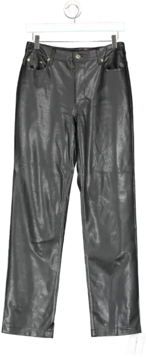 River Island Black Vegan Leather Straight Trousers UK 10