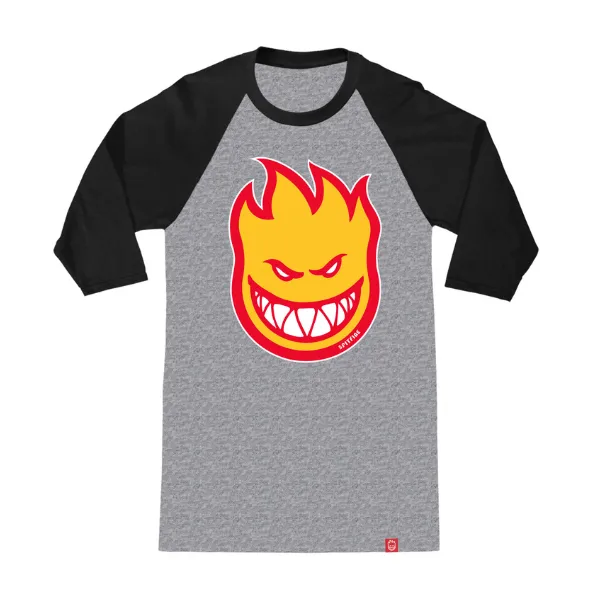 Spitfire Bighead Fill 3/4 Raglan T-Shirt - Sport Grey/Black/Gold/Red