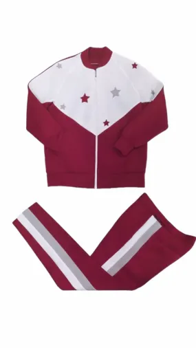 Stars and Stripes -  Burgundy/White/Grey