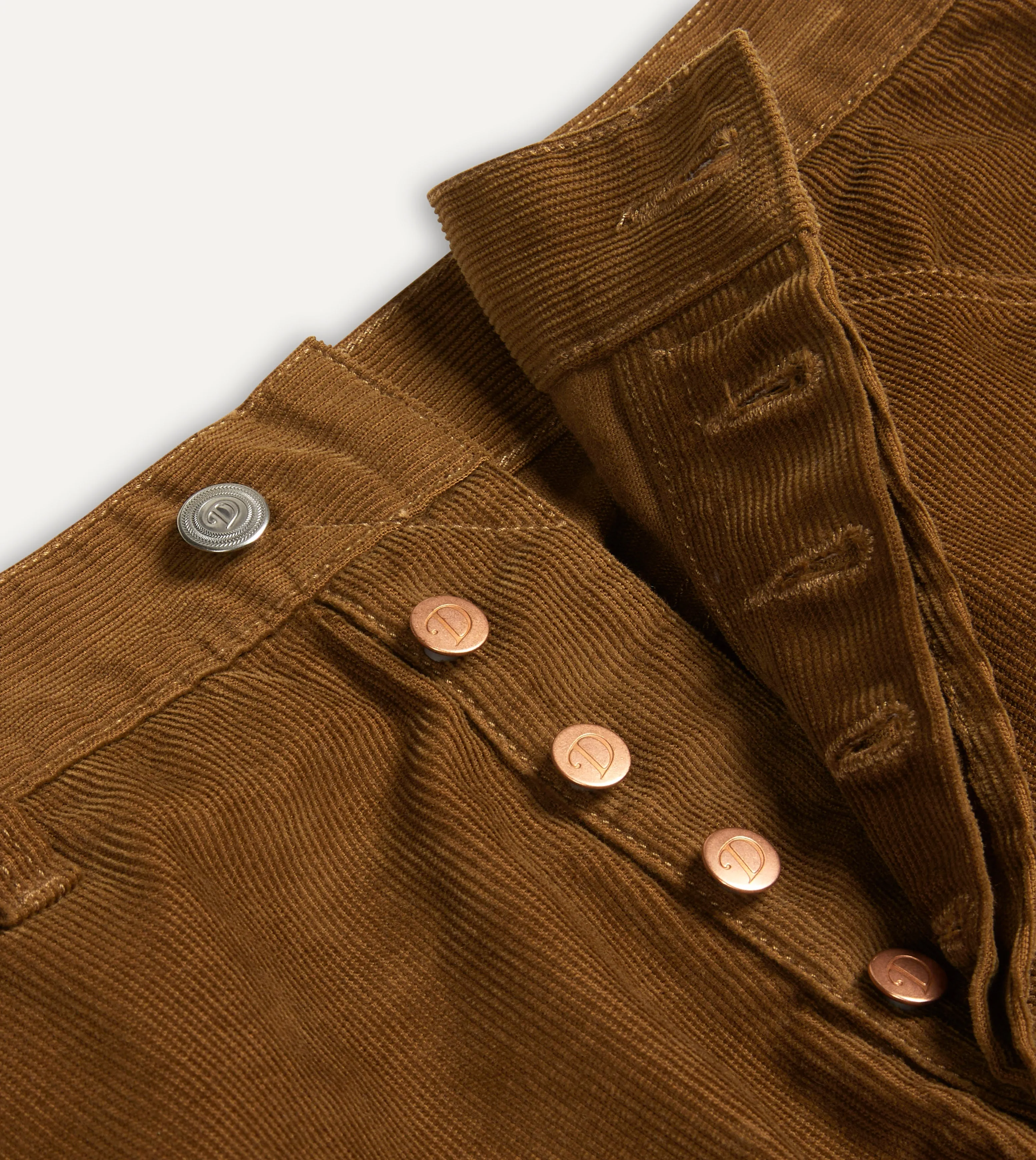 Tan Japanese Selvedge Needlecord Five-Pocket Trousers