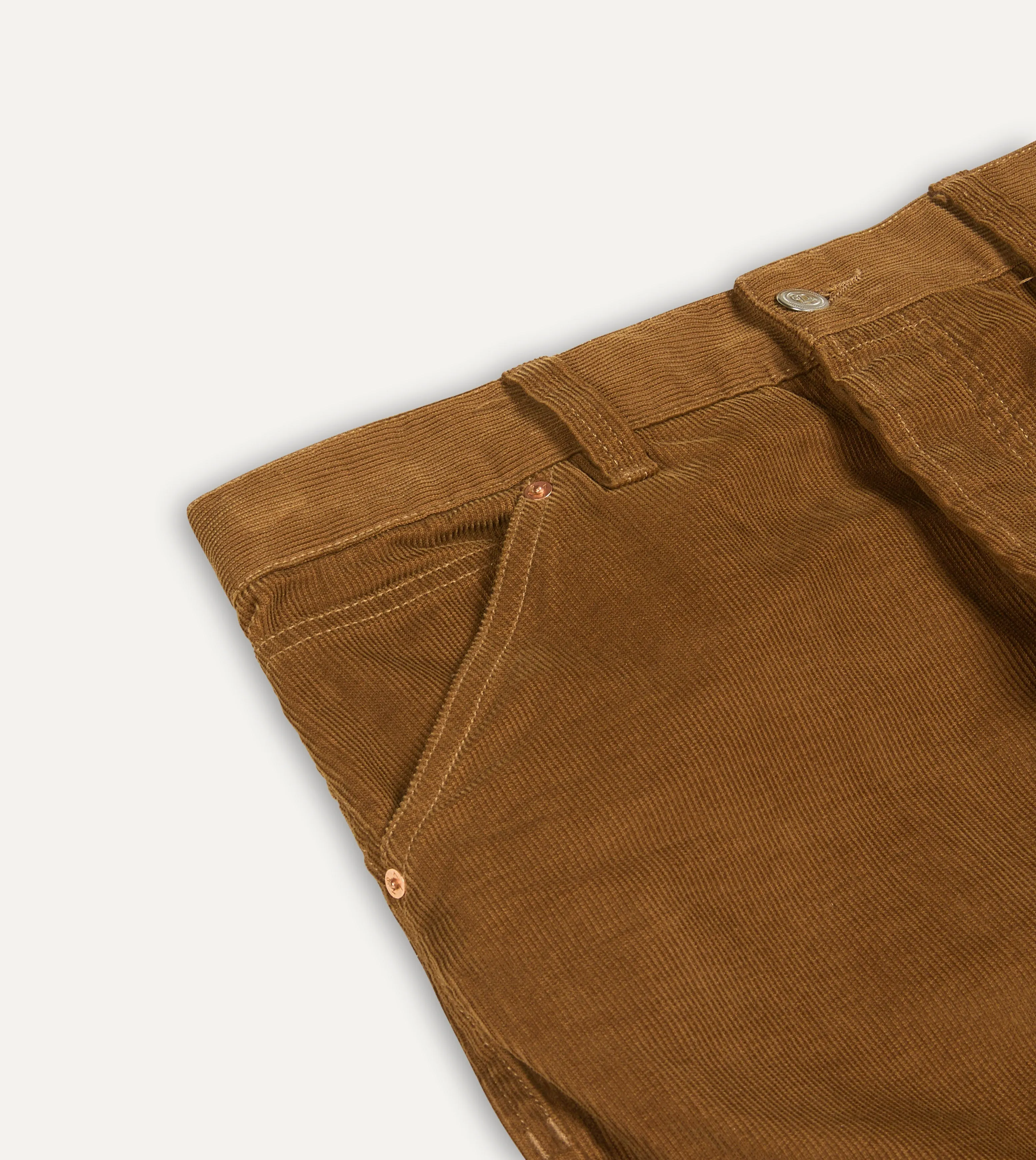 Tan Japanese Selvedge Needlecord Five-Pocket Trousers