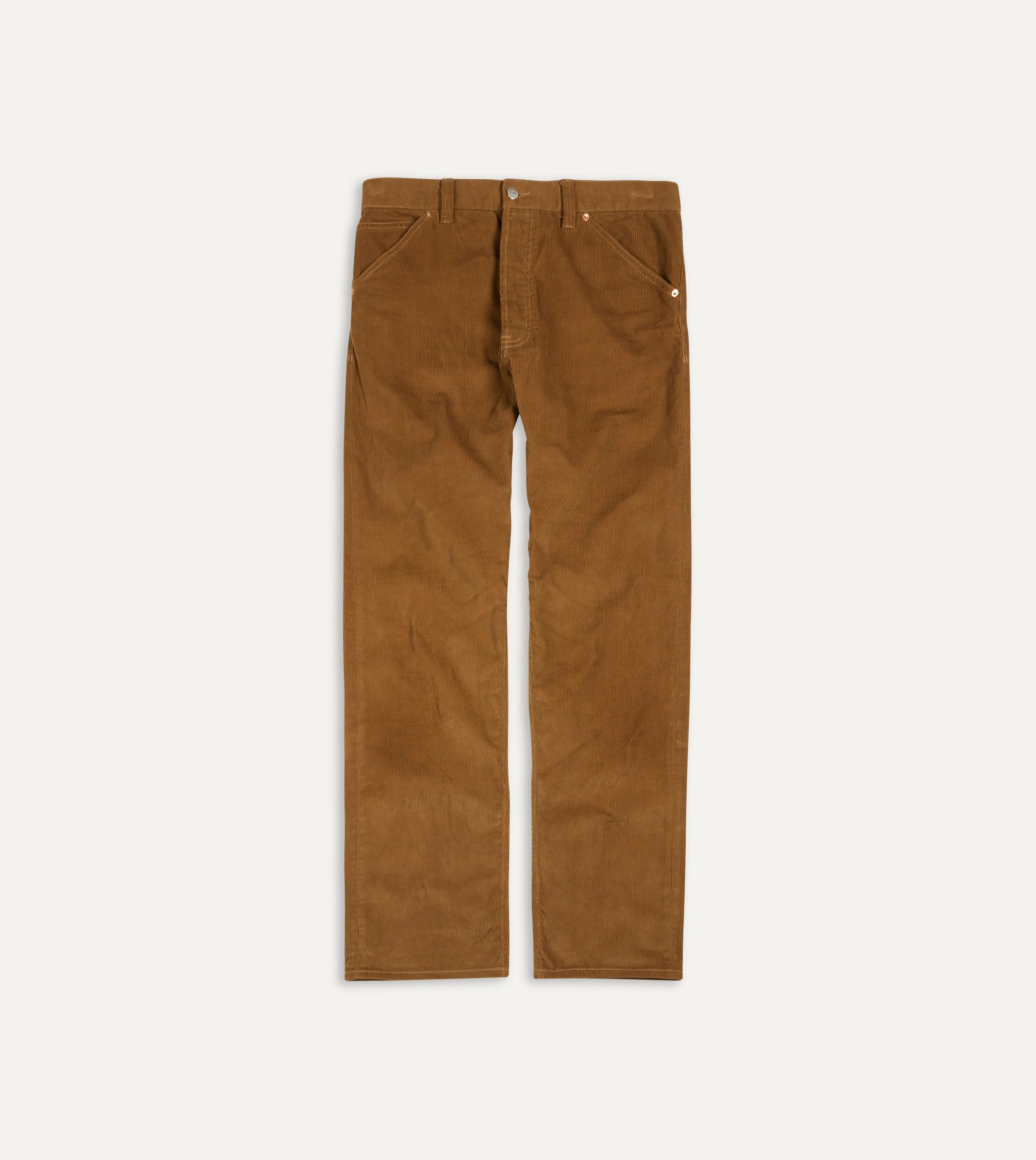 Tan Japanese Selvedge Needlecord Five-Pocket Trousers