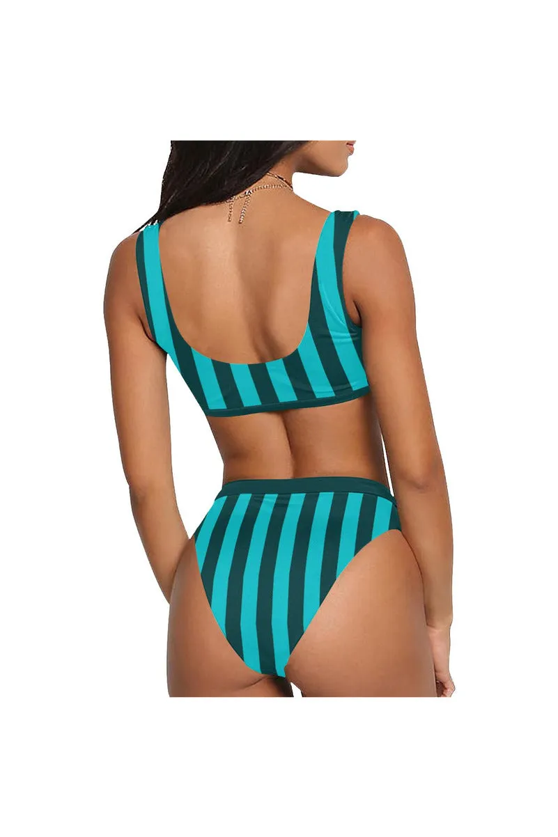 top band aqua Sport Top & High-Waisted Bikini Swimsuit (Model S07)