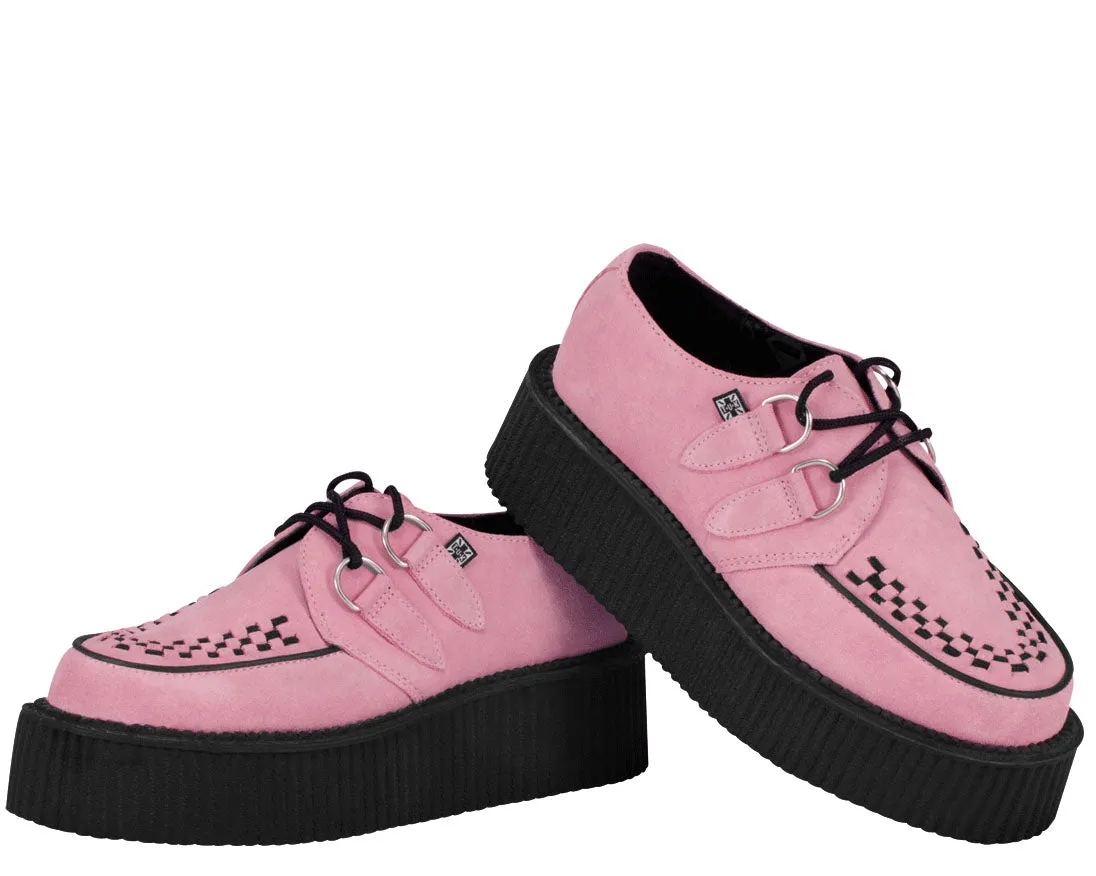 T.U.K Pink Suede Round Viva MOndo Creeper