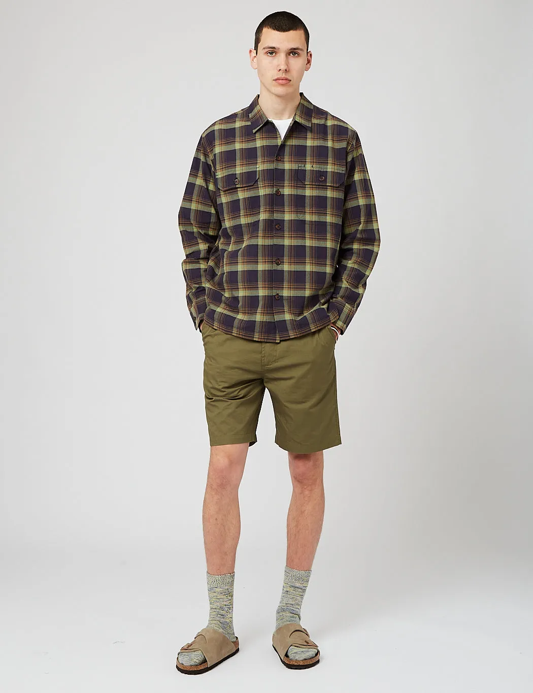 Universal Works Long Track Shorts - Olive Green