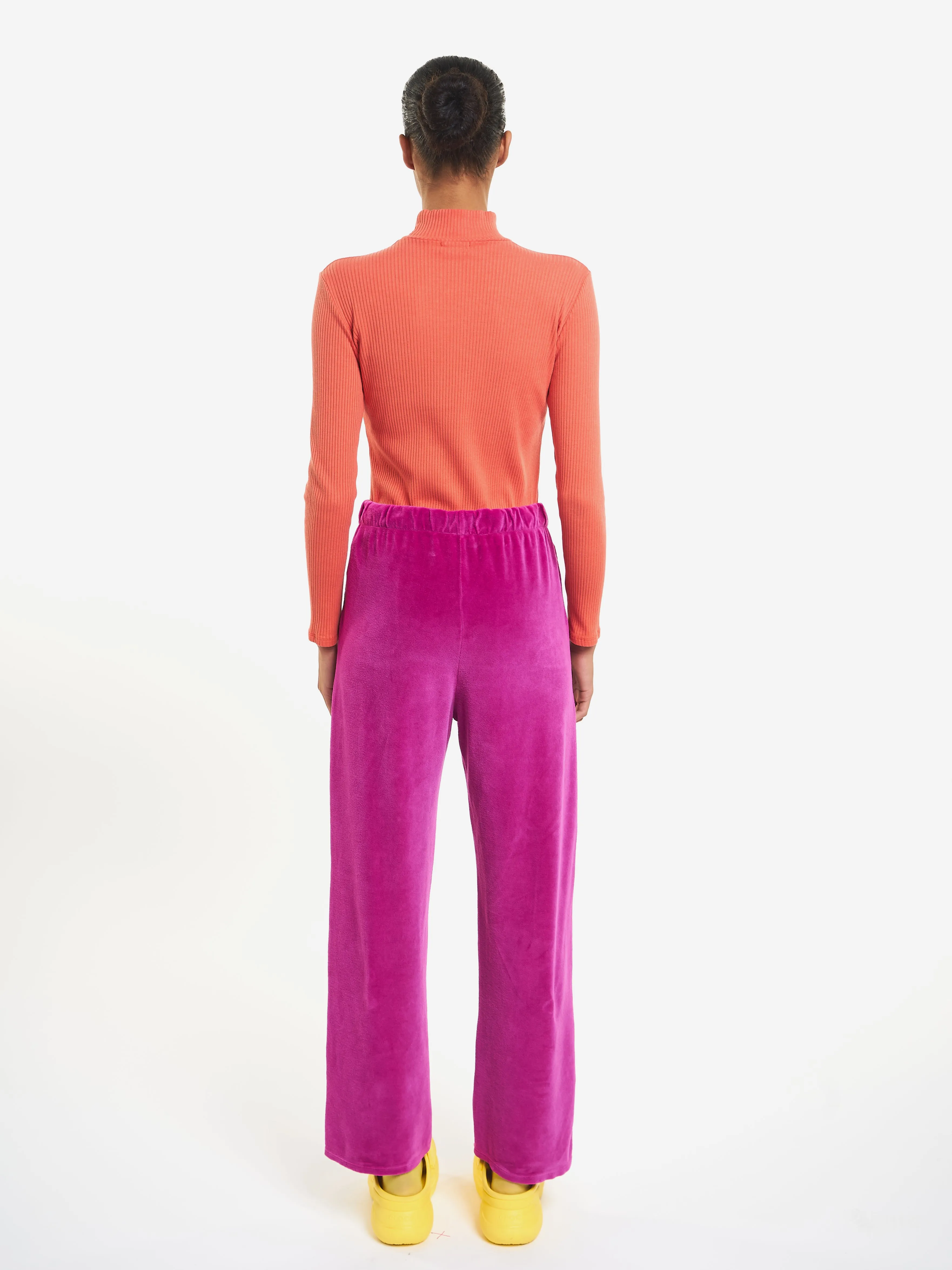 VELVET WIDE LEG TROUSERS