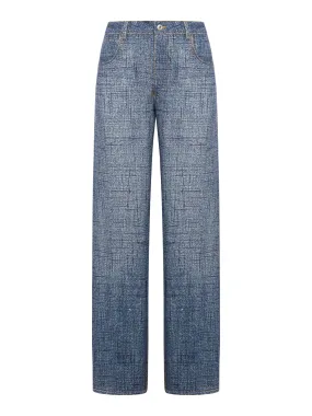 Viscose trousers with denim texture